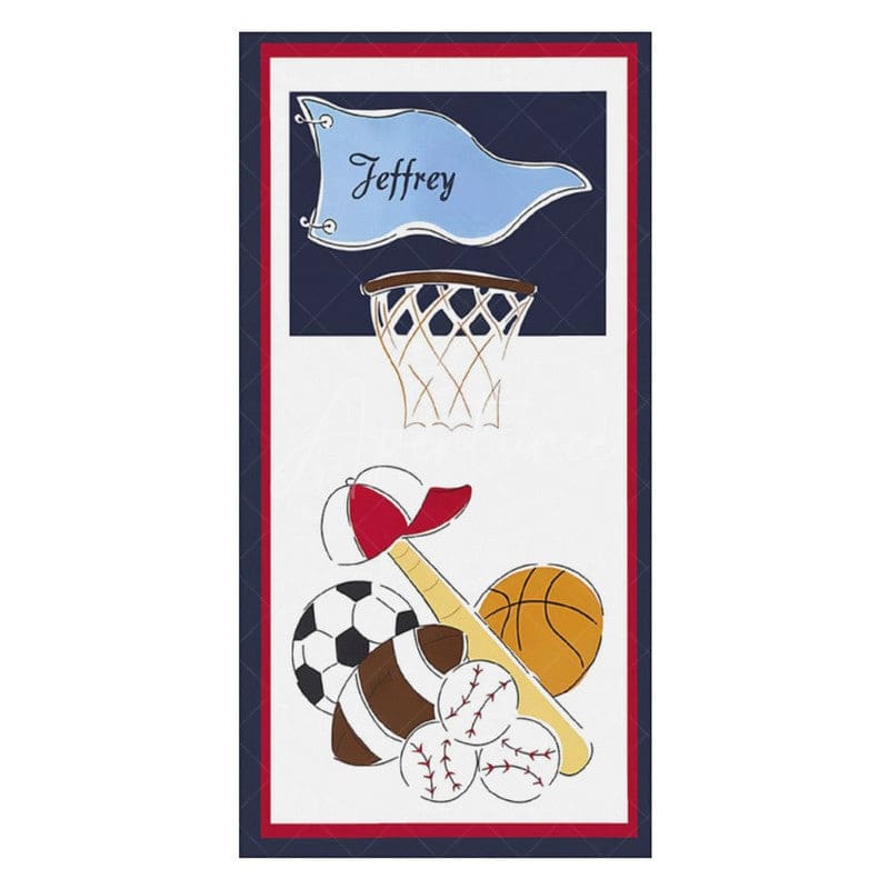 Aperturee - Various Balls Basket Flag Custom Name Beach Towel
