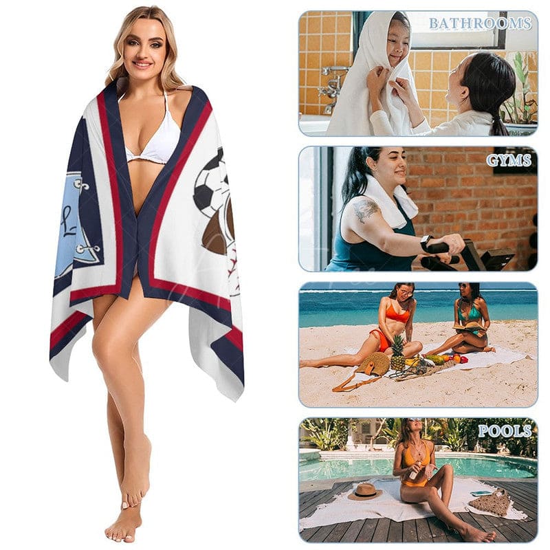 Aperturee - Various Balls Basket Flag Custom Name Beach Towel