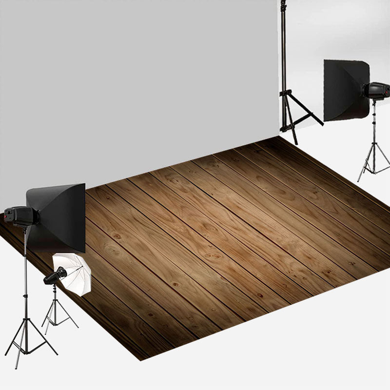 Aperturee - Vertical Striped Wood Rubber Floor Mat For Photo