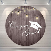 Aperturee Vertical Wooden Lights Circle Congrats Grad Backdrop
