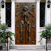 Aperturee - Vinatge Skeleton Wooden Wall Halloween Door Cover