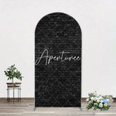 Aperturee - Vintage Art Black Brick Wall Arch Photography Backdrop