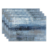 Aperturee - Vintage Blue Grey Abstract Art Set Of 4 Placemats