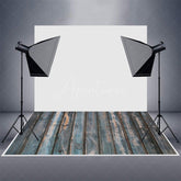Aperturee - Vintage Blue Vertical Wood Photo Rubber Floor Mat
