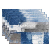 Aperturee - Vintage Blue White Grey Mixed Set Of 4 Placemats