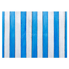Aperturee - Vintage Blue White Stripe Wood Grain Rubber Floor Mat