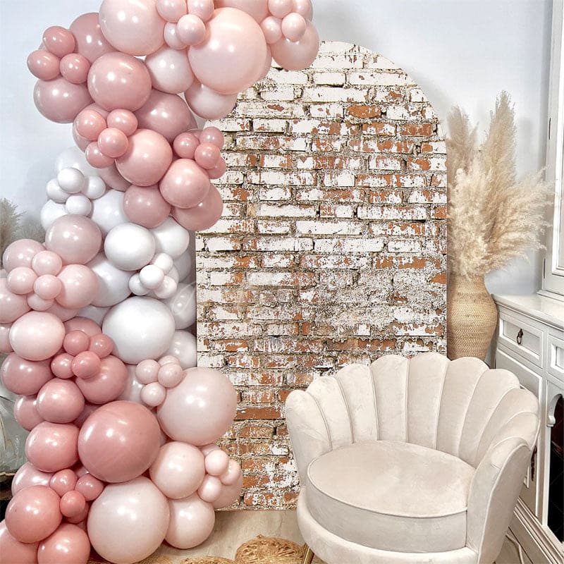 Aperturee - Vintage Brick Wall Party Semicircle Arch Backdrop