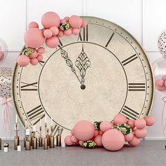 Aperturee Vintage Clock Happy New Years Round Backdrop Cover