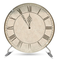 Aperturee Vintage Clock Happy New Years Round Backdrop Cover