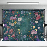 Aperturee - Vintage Colorful Floral Painting Backdrop For Photo