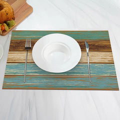 Aperturee - Vintage Faded Wooden Wall Texture Set Of 4 Placemats