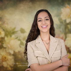 Aperturee - Vintage Floral Abstract Beige Maternity Photo Backdrop