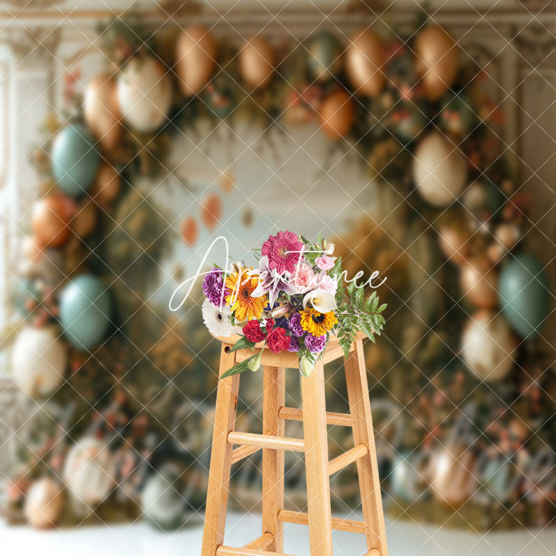 Aperturee - Vintage Floral Balloon Birthday Cake Smash Backdrop