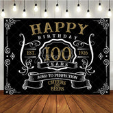 Aperturee - Vintage Gold Black Perfection 100th Birthday Backdrop