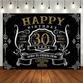 Aperturee - Vintage Gold Black Perfection 30th Birthday Backdrop