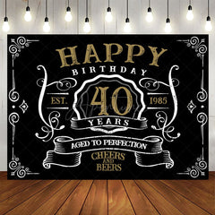Aperturee - Vintage Gold Black Perfection 40th Birthday Backdrop