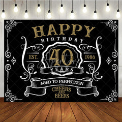 Aperturee - Vintage Gold Black Perfection 40th Birthday Backdrop