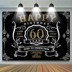 Aperturee - Vintage Gold Black Perfection 60th Birthday Backdrop