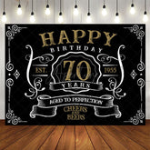 Aperturee - Vintage Gold Black Perfection 70th Birthday Backdrop