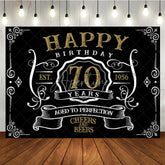 Aperturee - Vintage Gold Black Perfection 70th Birthday Backdrop