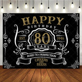 Aperturee - Vintage Gold Black Perfection 80th Birthday Backdrop