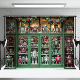 Aperturee - Vintage Green Window Toy Christmas Photo Backdrop