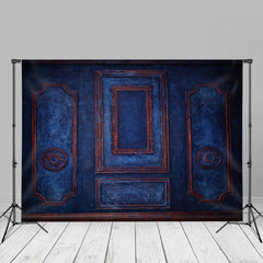 Aperturee - Vintage Indigo Print Redwood Door Backdrop For Photo