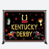 Aperturee - Vintage Red Black Kentucky Derby Party Backdrop