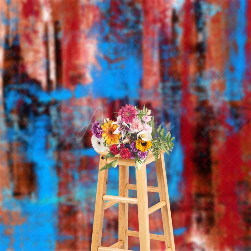 Aperturee - Vintage Red Blue Abstract Graffiti Photo Backdrop