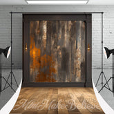 Aperturee - Vintage Red Brown Wood Wall Floor Sweep Backdrop