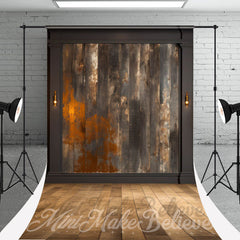 Aperturee - Vintage Red Brown Wood Wall Floor Sweep Backdrop