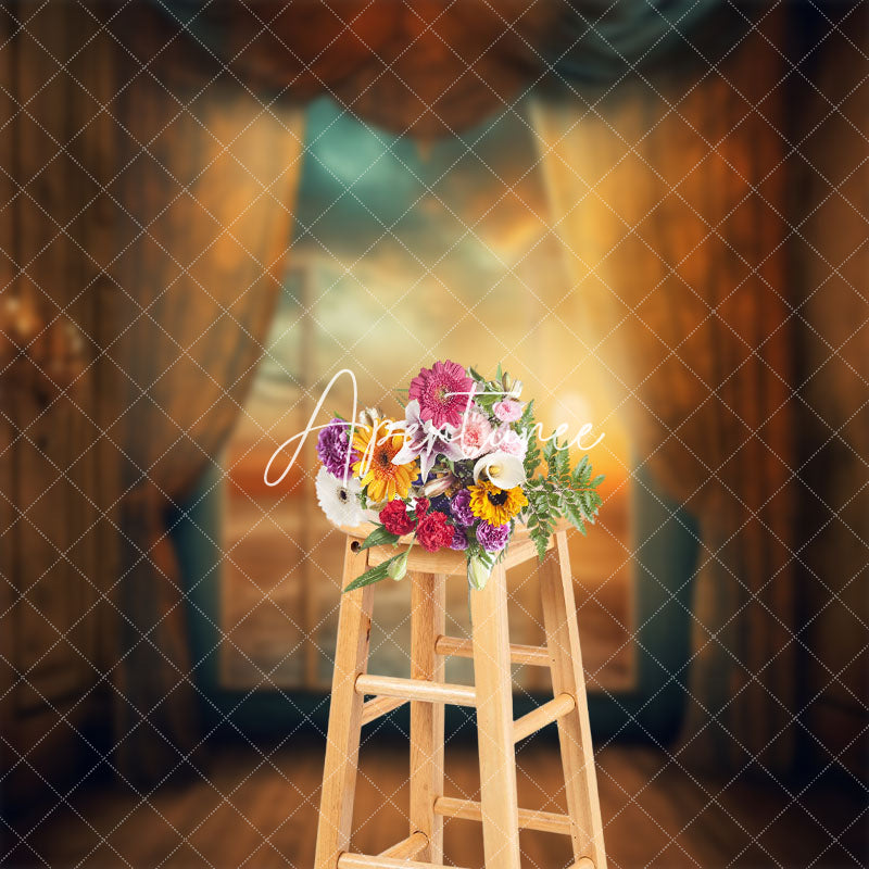Aperturee - Vintage Room Window Sunset Scenery Photo Backdrop