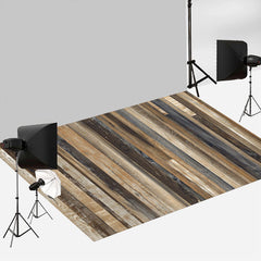 Aperturee - Vintage Rustic Stained Old Wood Rubber Floor Mat