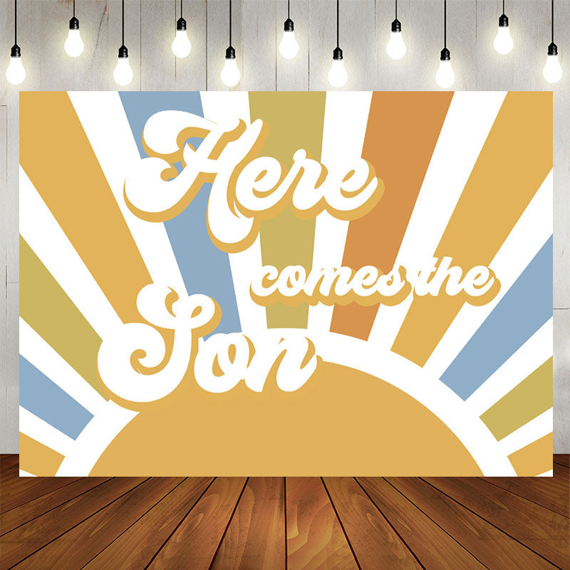 Aperturee - Vintage Sun Here Comes The Son Baby Shower Backdrop