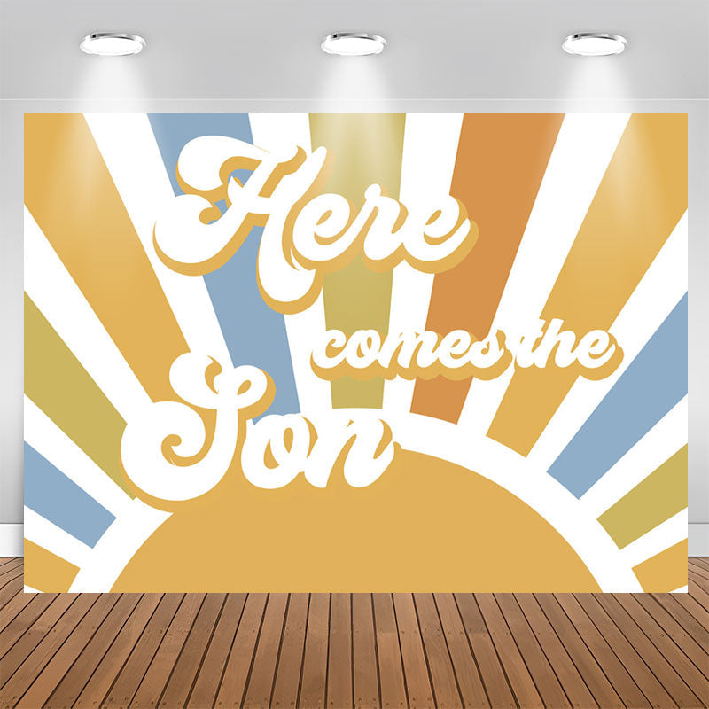 Aperturee - Vintage Sun Here Comes The Son Baby Shower Backdrop