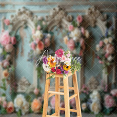 Aperturee - Vintage Wall Floral Arch Door Wedding Backdrop