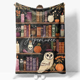 Aperturee - Vintage Wood Bookshelf Owl Magic Book Custom Blanket