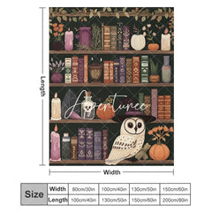 Aperturee - Vintage Wood Bookshelf Owl Magic Book Custom Blanket