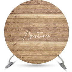 Aperturee - Vintage Wooden Texture Wall Circle Birthday Backdrop