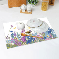 Aperturee - Violet Purple Flowers Leaf Spring Set Of 4 Placemats