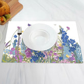 Aperturee - Violet Purple Flowers Leaf Spring Set Of 4 Placemats