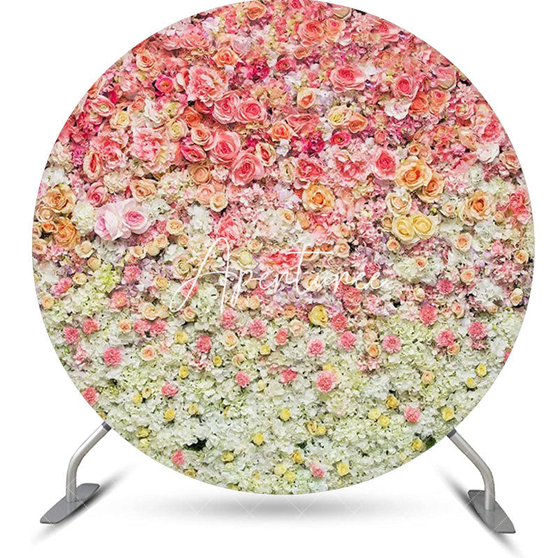 Aperturee - Warm Colors Flowers Dense Circle Wedding Backdrop