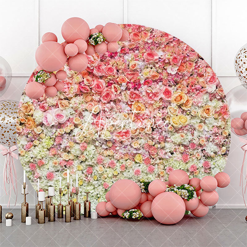 Aperturee - Warm Colors Flowers Dense Circle Wedding Backdrop