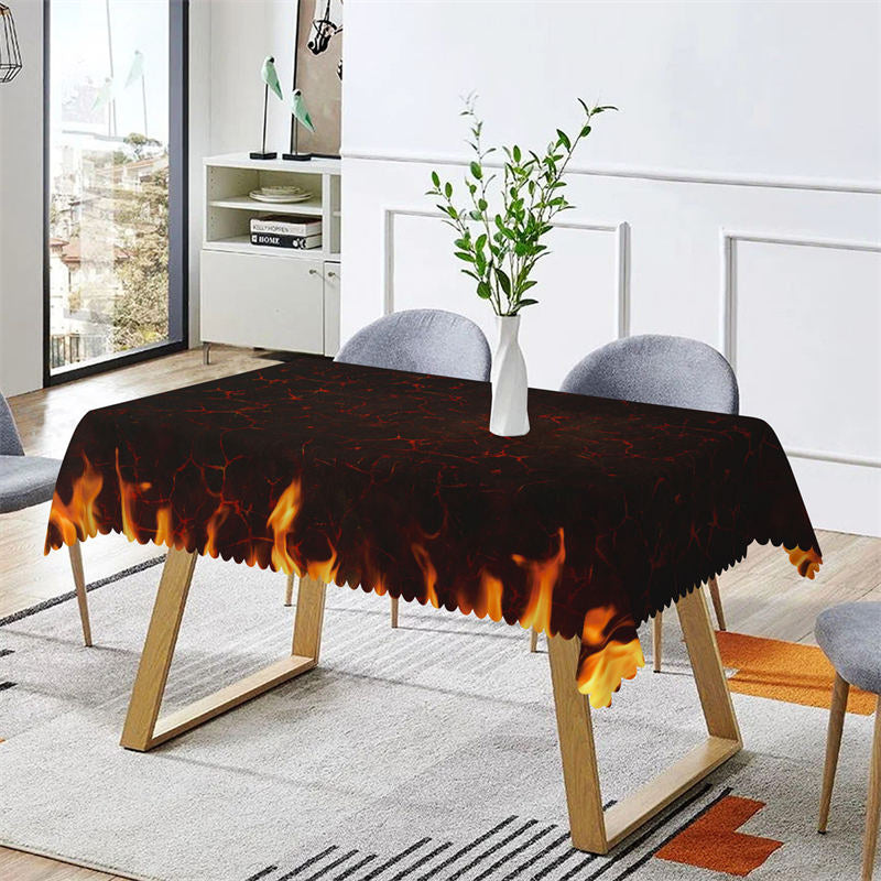 Aperturee - Warm Fireplace Christmas Party Rectangle Tablecloth