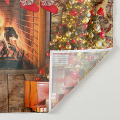 Aperturee - Warm Fireplace With Gift Stock Christmas Backdrop