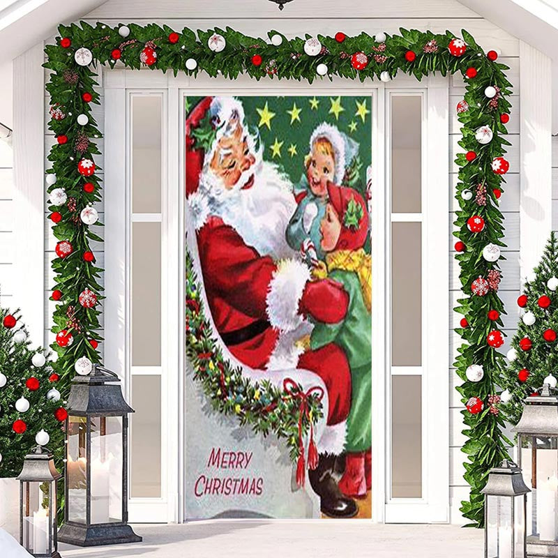 Aperturee - Warm Santa Claus Child Merry Christmas Door Cover