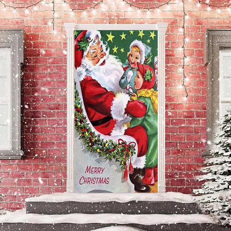 Aperturee - Warm Santa Claus Child Merry Christmas Door Cover