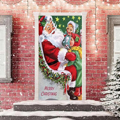 Aperturee - Warm Santa Claus Child Merry Christmas Door Cover