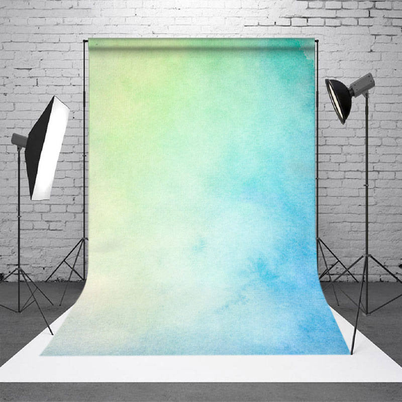 Aperturee - Watercolor Green Blue Gradient Texture Photo Backdrop