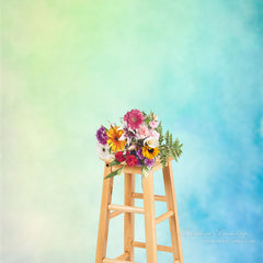Aperturee - Watercolor Green Blue Gradient Texture Photo Backdrop